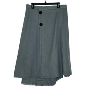 Parni gray/blue wool blend maxi wrap skirt big black buttons size XL  NWT